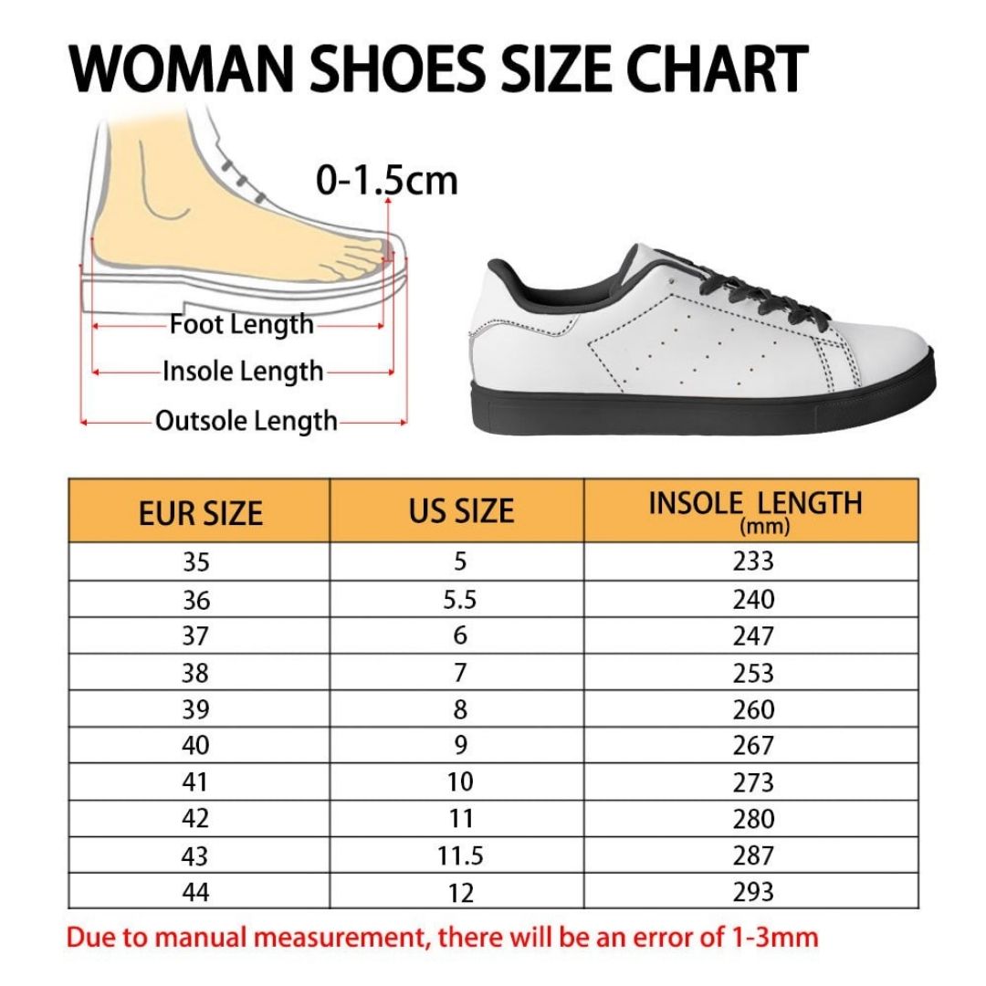 Skate Woman Shoes Size Chart - Dragon Ball Shoes