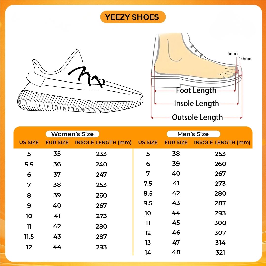Yeezy Shoes Size Chart - Dragon Ball Shoes